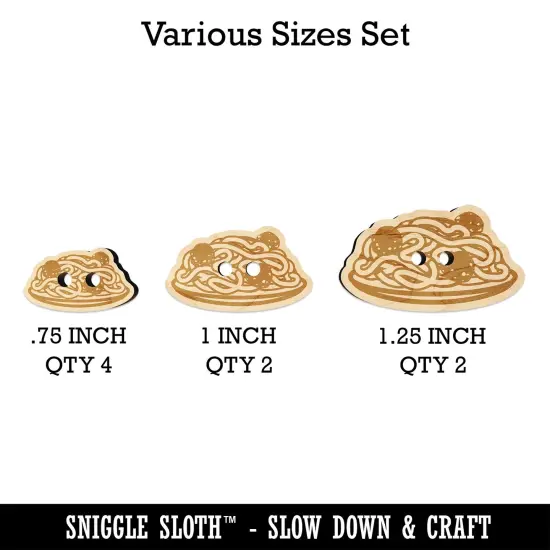 Spaghetti and Meatballs Italian Pasta Wood Buttons for Sewing Knitting Crochet DIY Craft {1}