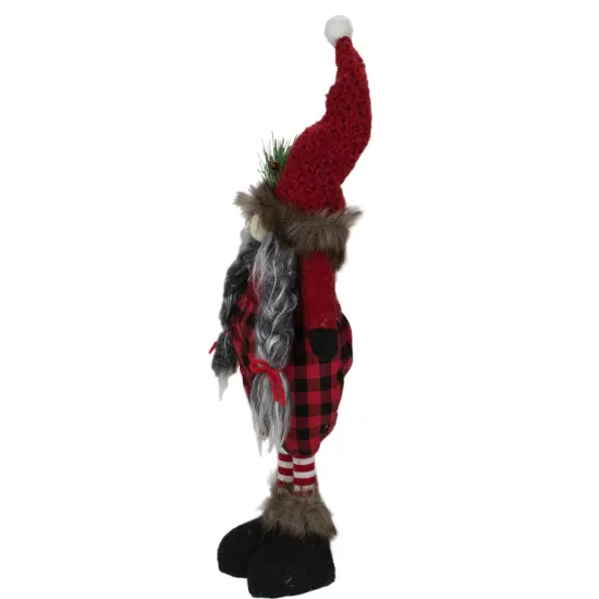 Northlight Buffalo Plaid Girl Gnome with Pigtails Christmas Figure - 17" - Red and Black {5}