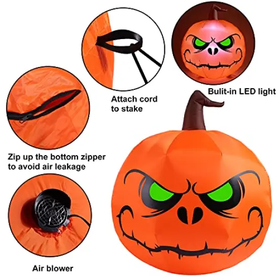 Sizonjoy 4 Ft Halloween Blow up Inflatable Pumpkin Decoration-Lighted Halloween Inflatables for Home Yard Garden Indoor and Outdoor Halloween Decoration Outdoor {3}