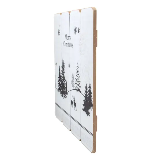 Northlight 16&rdquo; White Merry Christmas Post Card Winter Scene Wooden Wall Sign {6}