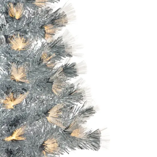 Northlight 3' Pre-Lit Silver Fiber Optic Artificial Christmas Tree, Warm White Lights {4}