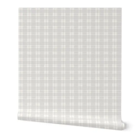 Peel & Stick Wallpaper 2FT Wide Grey Tartan Cottagecore Farmhouse Neutral Coastal Gray Plaid Boho Chic Calm Tranquil Custom Removable Wallpaper by Spoonflower {7}