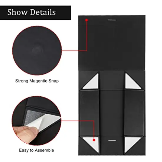 Gift Box with Lid for Presents 10.5x7.5x3.1 Inches with Ribbon and Magnetic Closure(1-Pack) (Black) {5}