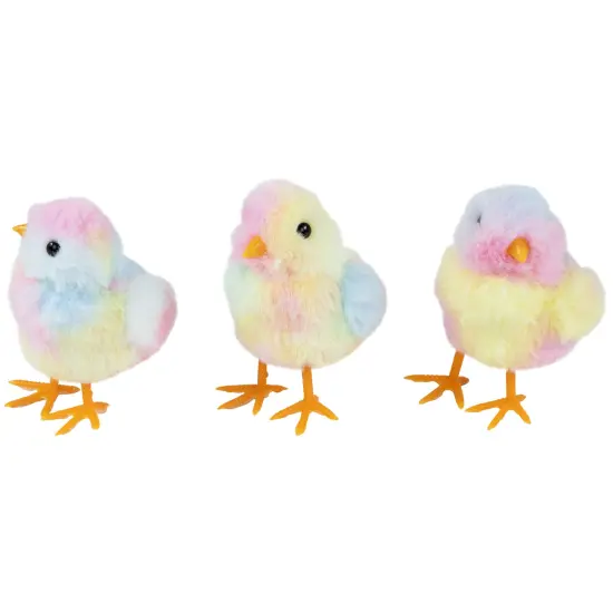 Northlight Plush Tie Dye Easter Chick Figurines - 4.25" - Set of 3 Multi {4}