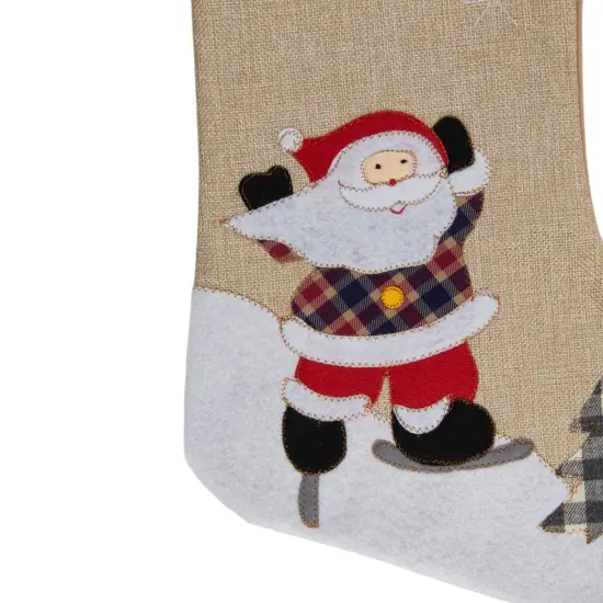 Northlight 19" Beige and Red Burlap "Ho Ho Ho" Santa Claus Christmas Stocking {4}