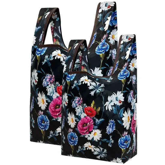 Wrapables JoliBag Collection Reusable Shopping Bag (Set of 2) Midnight Bouquet {1}