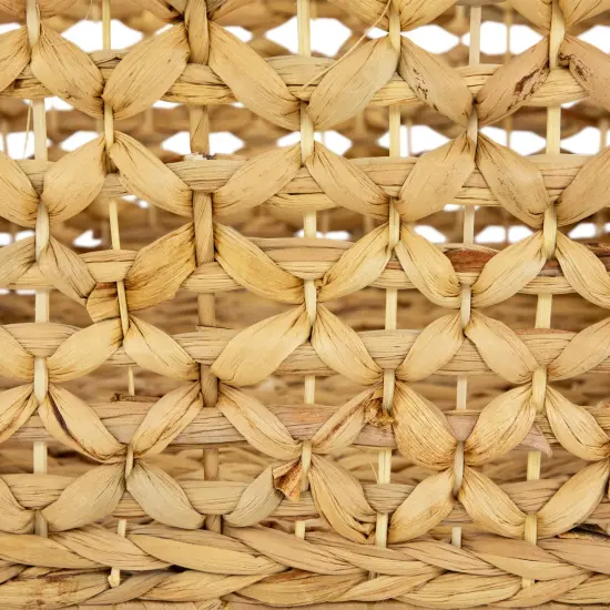 Northlight Set of 3 Diamond Weave Rectangular Water Hyacinth Baskets with Handles 17.75" Beige {7}