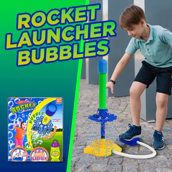 Rocket Launcher Bubbles Outdoor Toys For Kids - 8.5 Oz Bubble Solution Included- Bubble Toys For Summer Outdoor Fun, Outdoor Kids Party, Kids Gift {6}