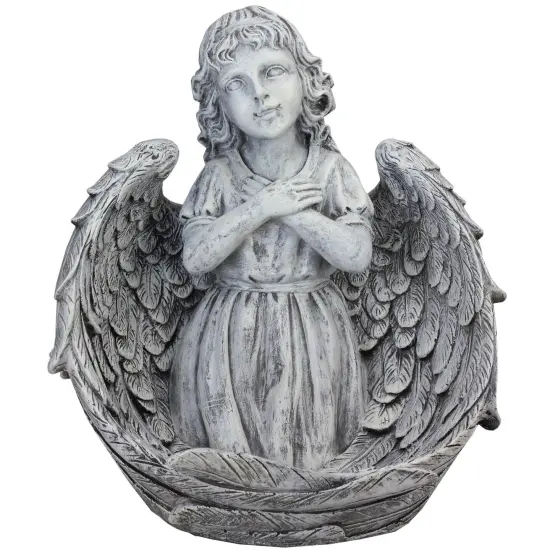 Northlight Angel Child Wrapped in Wings Outdoor Garden Statue - 16" Gray {1}