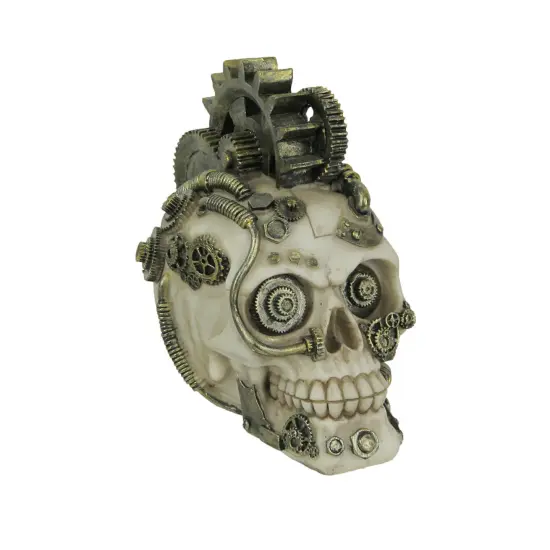 Steampunk Gear Head Skeleton Skull Figurine Decorative Punk Home Decor Sculpture {1}
