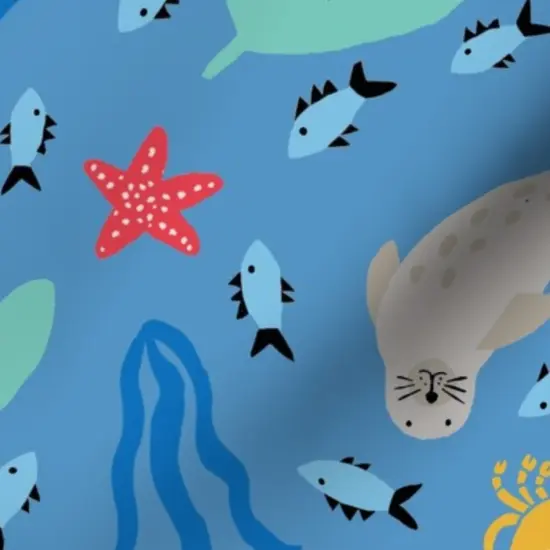 Various Fabrics by the Yard or Fat Quarter Sea Creature Whimsical Bright Colorful Ocean Nautical Coastal Custom Printed Fabric by Spoonflower {7}