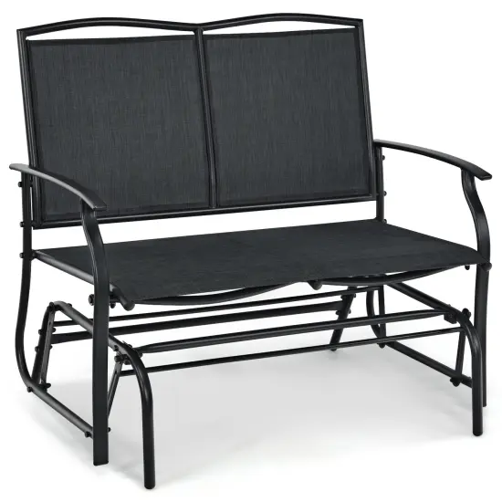 Iron Patio Rocking Chair for Outdoor Backyard and Lawn Black {1}