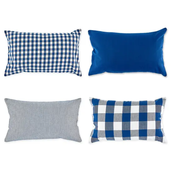 DII Assorted Navy/Off White Pillow Cover 12x20 Set/4 {1}