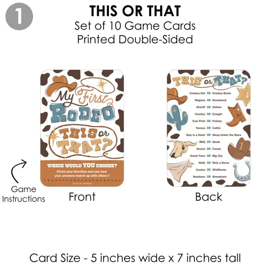Big Dot of Happiness My First Rodeo - 4 Little Cowboy 1st Birthday Party Games - 10 Cards Each - Gamerific Bundle {5}