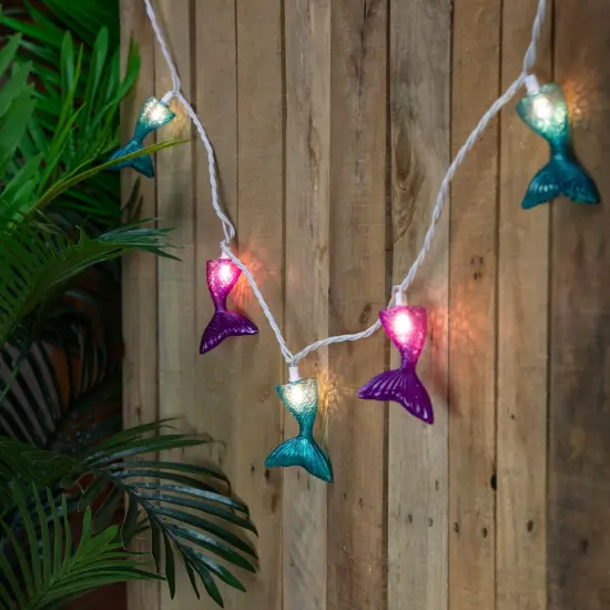 Northlight Mermaid Tails Patio Light Set - 6' White Wire - 10ct Blue {1}