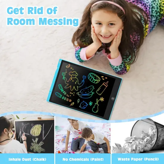 12 Inch LCD Writing Tablet Doodle Board Pad, Colorful Drawing Tablets Educational Toys, Christmas Birthday Gifts for 3 4 5 6 7 8 Years Old Girls Boys (Blue) {5}