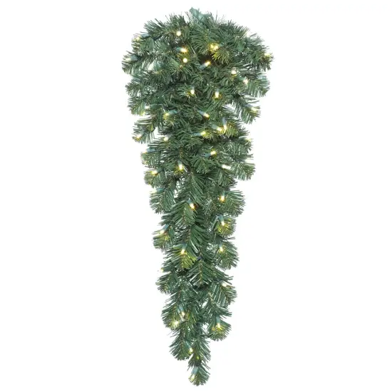 Vickerman 36" Oregon Fir Teardrop Tree - 50 Warm White LED Lights - 48 PVC Tips Green {1}