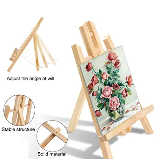 72 PCS Professional Painting Set with Easels, 6 PCS Wood Easels,6 Packs of 60 Brushes with Nylon Brush Head and 6 pcs Palettes, Painting Supplies kit for Kids & Adults to Painting Party. {6}