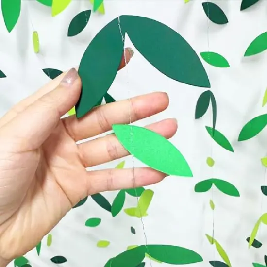 52 Ft Spring Summer Theme Green Paper Leaf Garland Hanging Leaves Streamer Banner for Green Birthday Wedding Engagement Bridal Shower Bachelorette Baby Shower Tea Party Decorations Supplies (4 Packs) {4}