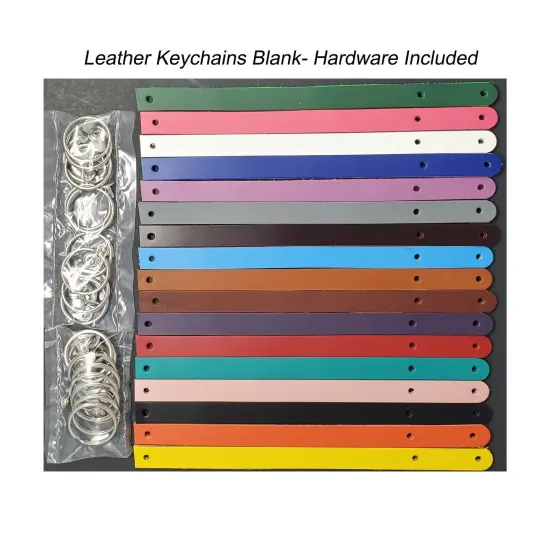 1/2" Blank Leather Keychains Kit - 10 Pre-Cut Blank Keyrings for Stamping & Engraving Pink {2}