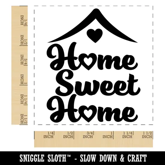 Home Sweet Home with Hearts Self-Inking Rubber Stamp Ink Stamper Red {1}