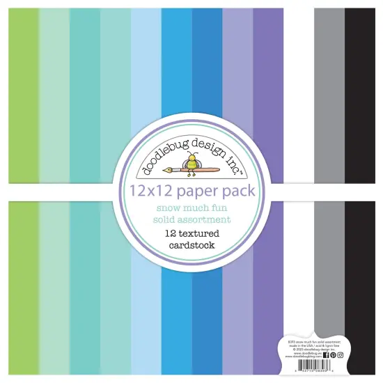 Doodlebug Double-Sided Paper Pack 12"X12" 12/Pkg-Textured, Snow Much Fun {1}