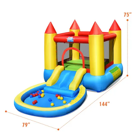 Inflatable Kids Slide Bounce House With 550w Blower {5}