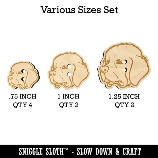 Newfoundland Dog Head Wood Buttons for Sewing Knitting Crochet DIY Craft {1}
