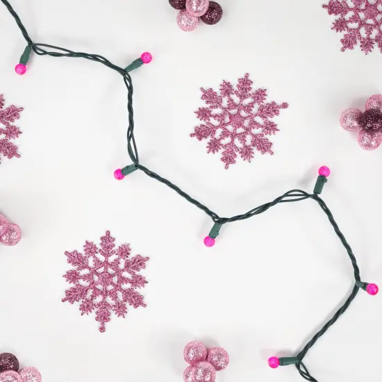 Northlight LED G12 Berry Christmas Lights - Pink - 16' Green Wire - 50ct {4}