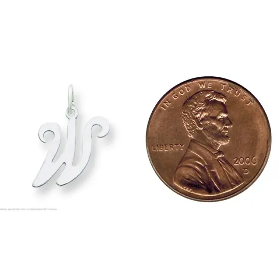 14K White Gold Polished Fancy Initial Letter W Charm Jewerly 20mm x 11mm {2}