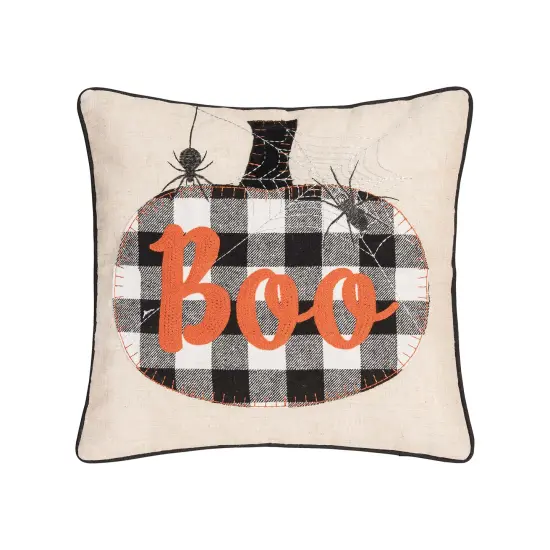 Franklin Black Boo Chain Stitch Halloween Throw Pillow, 18" x 18" {1}