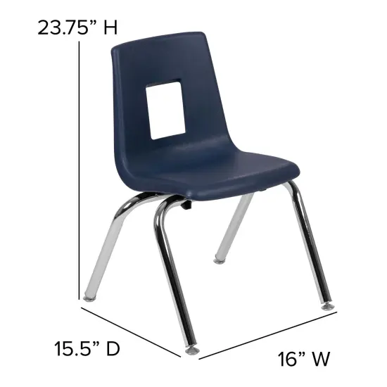 Emma and Oliver Student Stack School Chair - 14-inch Black {10}