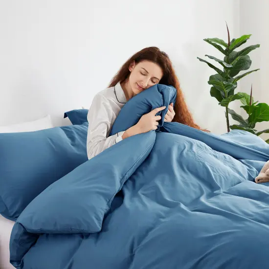 Nestl Double Brushed Microfiber Duvet Cover Set Blue Heaven {3}