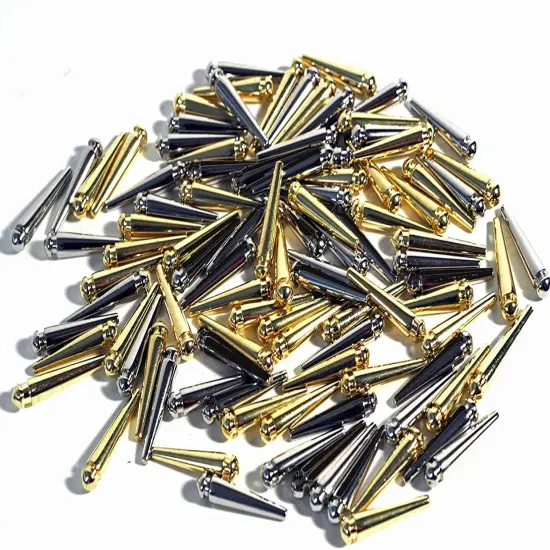 WE Games Premium Tapered Easy Grip Cribbage Pegs - Set of 90 (Brass, Chrome, Black Metal) {1}