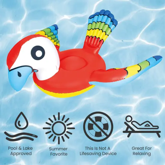 Northlight 87" Red and Blue Jumbo Parrot Ride-On Inflatable Swimming Pool Float Multi {6}
