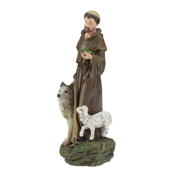 Roman Joseph's Studio St. Francis with Wolf and Lamb Figurine - 9.75" Brown {4}
