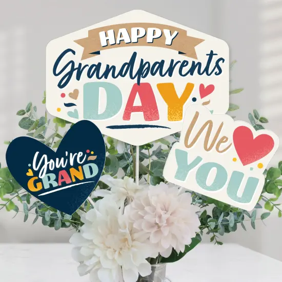 Big Dot of Happiness Happy Grandparents Day - Grandma & Grandpa Party Centerpiece Sticks - Table Toppers - Set of 15 {1}
