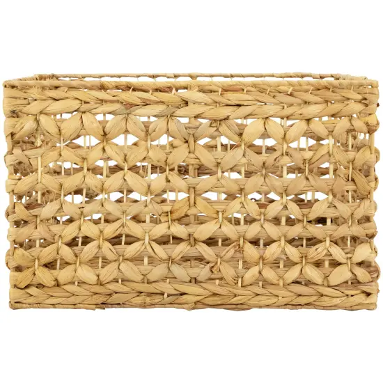Northlight Set of 3 Diamond Weave Rectangular Water Hyacinth Baskets with Handles 17.75" Beige {5}