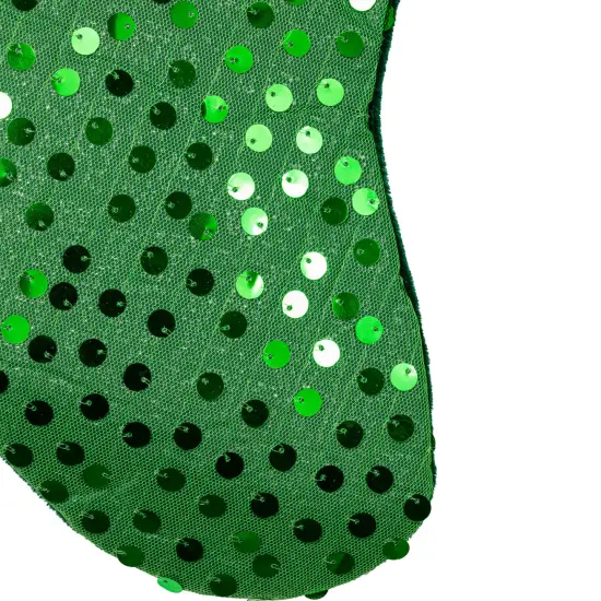 Northlight 20" Shiny Metallic Green Sequined Christmas Stocking with Velveteen Cuff {5}