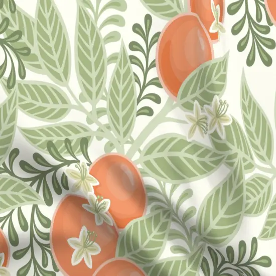 Various Fabrics by the Yard or Fat Quarter Green Orange Fruit Citrus Garden Oranges Botanical Italy Grove Orchard Floral Large Scale Custom Printed Fabric by Spoonflower {5}