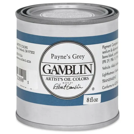 Gamblin Artist's Oil Color - Payne's Grey, 8 oz Can {2}