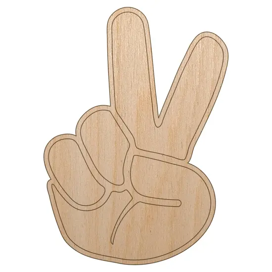 Peace Hand Sign Unfinished Wood Shape Piece Cutout for DIY Craft Projects {2}