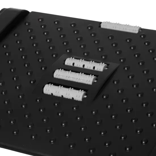 Black Triangular Footrest Massage Under Desk with Soothing Massage Points and Rollers, Adjustable Foot Stool Support with 6 Height Positions {6}
