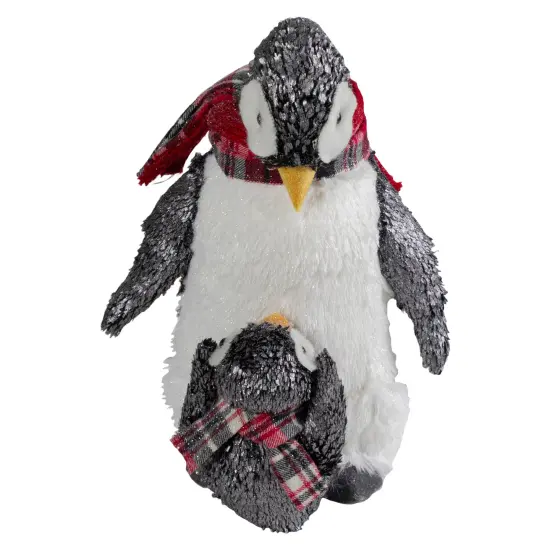 Northlight Plush Mother Penguin and Chick Christmas Figure - 12" Black {6}