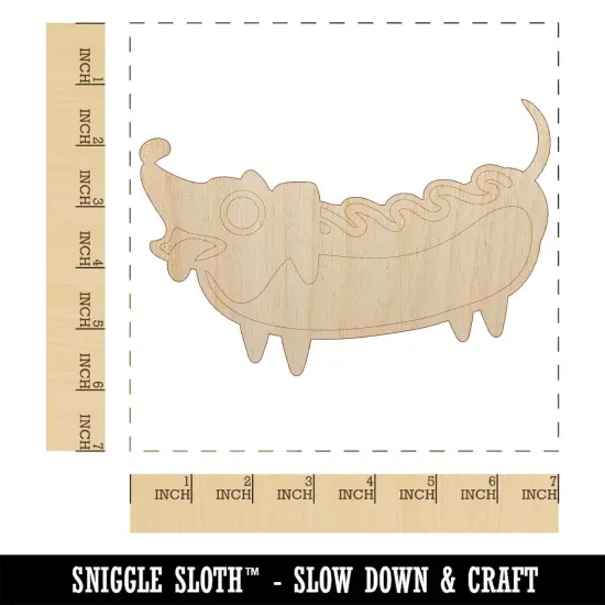 Dachshund Wiener Dog Hotdog Unfinished Wood Shape Piece Cutout for DIY Craft Projects {1}
