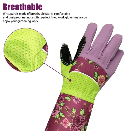 Thorn Proof Garden Gauntlet Long Gloves Digging Planting Pruning Tools Lawn Care {3}