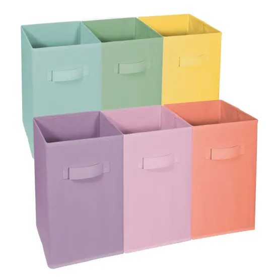 Sorbus Fabric Collapsible Cube Storage Bins Set (6 Pack) Pastel Multi-Color {1}