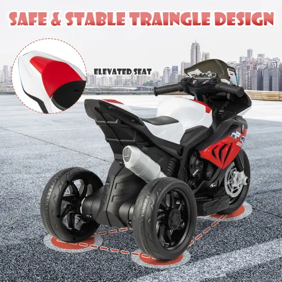 12V Kids Motorcycle Ride-On Toy with USB Port Perfect Gift for Kids Birthdays or Other Festivals Red {4}