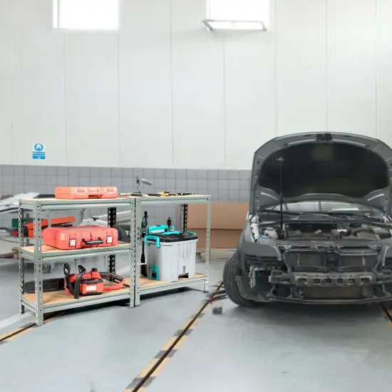 5-Tier Metal Storage Shelf with Adjustable MDF Boards Ideal for Garage or Utility Room Grey {3}