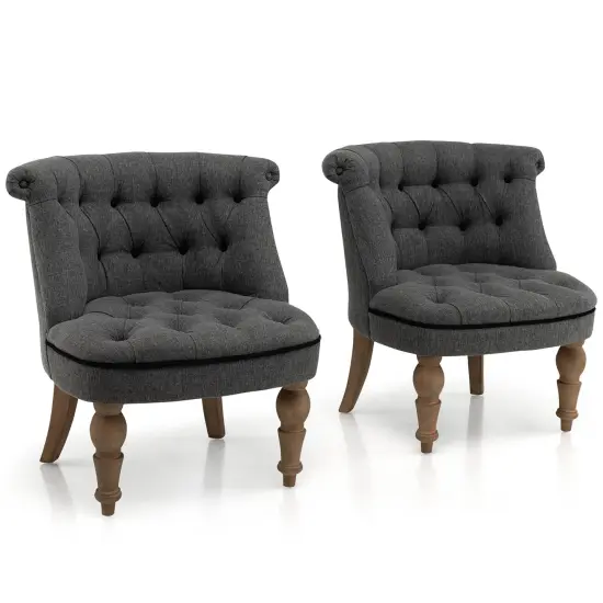 Costway Set of 2 Upholstered Slipper Chairs Armless Accent Chairs w/ Beech Wood Legs {1}